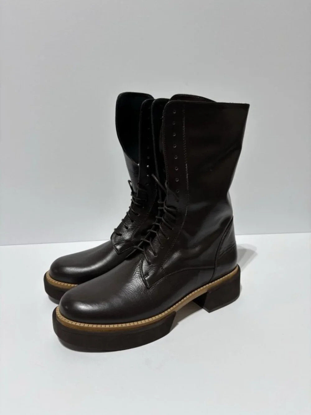 Paloma Barcelo Women’s Marais Brown Leather Boots, Size EUR 39, US 9 M